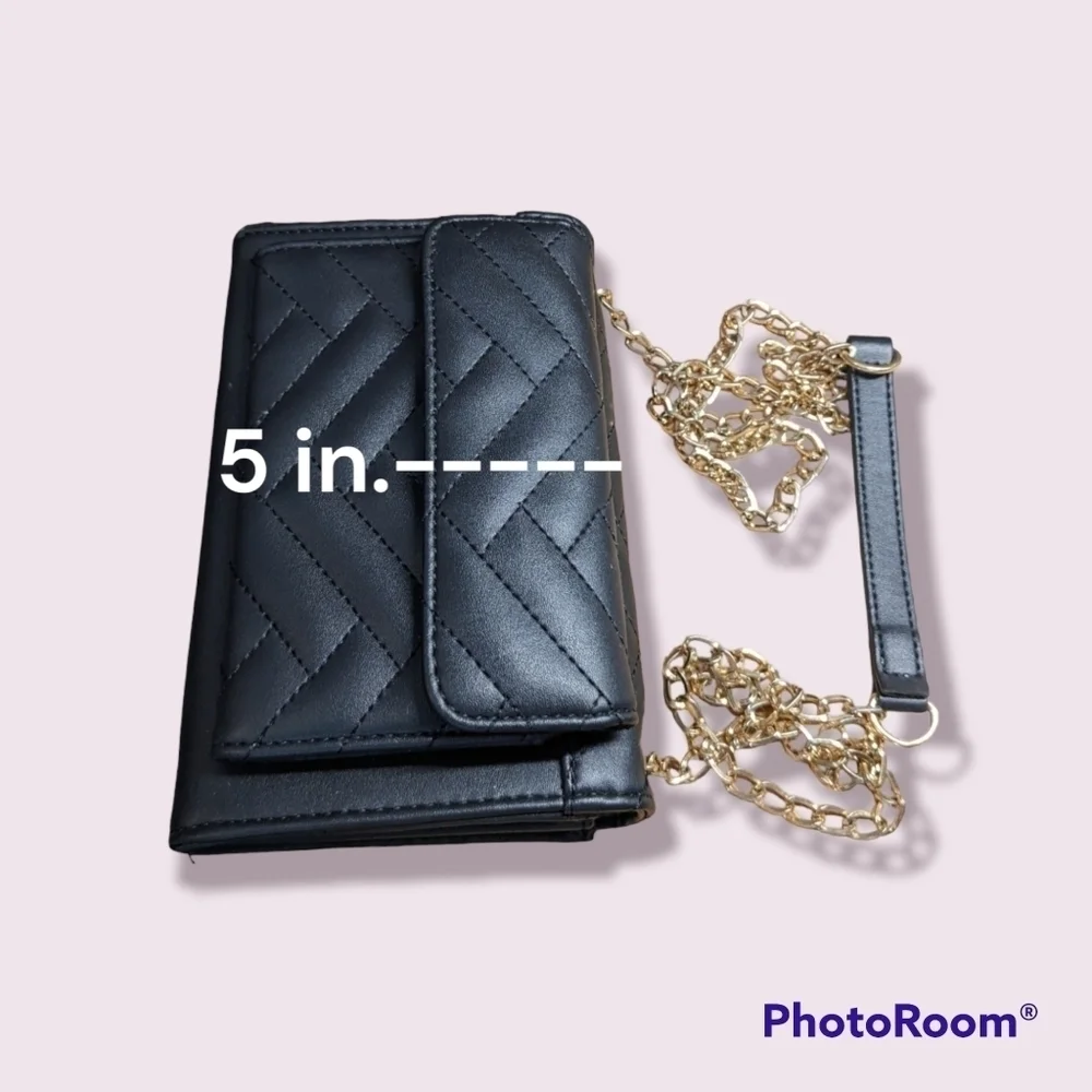 BEBE quilt embossed Saffiano Crossbody Black Purse - Picture 7 of 9